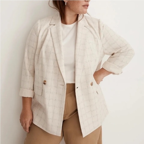 NWT Madewell Caldwell Double Breasted Blazer in Ghent Plaid size S - Picture 5 of 15